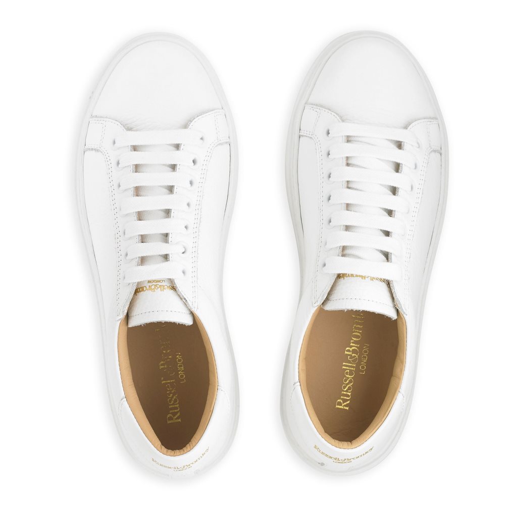 White Russell & Bromley Gleam Low Top Lace Up Women's Platform Shoes | PH-3-FUIN