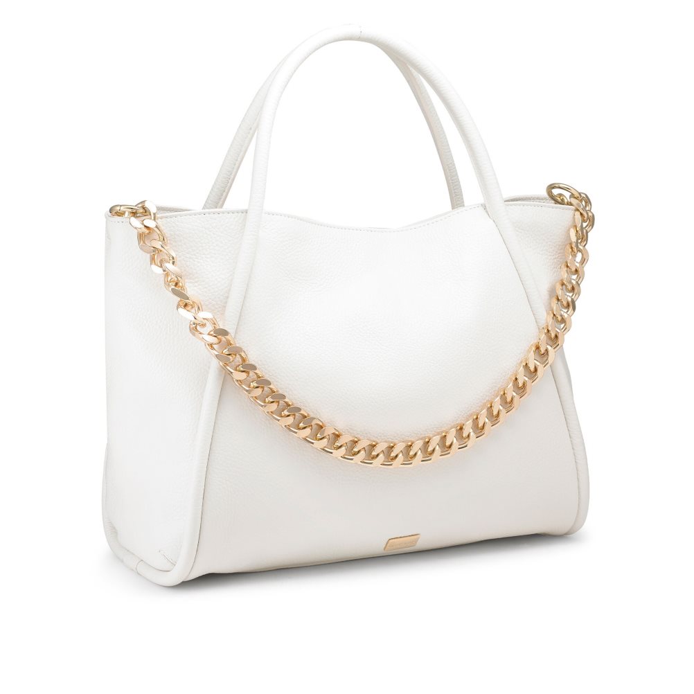 White Russell & Bromley Icon Chain East/West Grab Women's Tote Bags | PH-9-PTGR