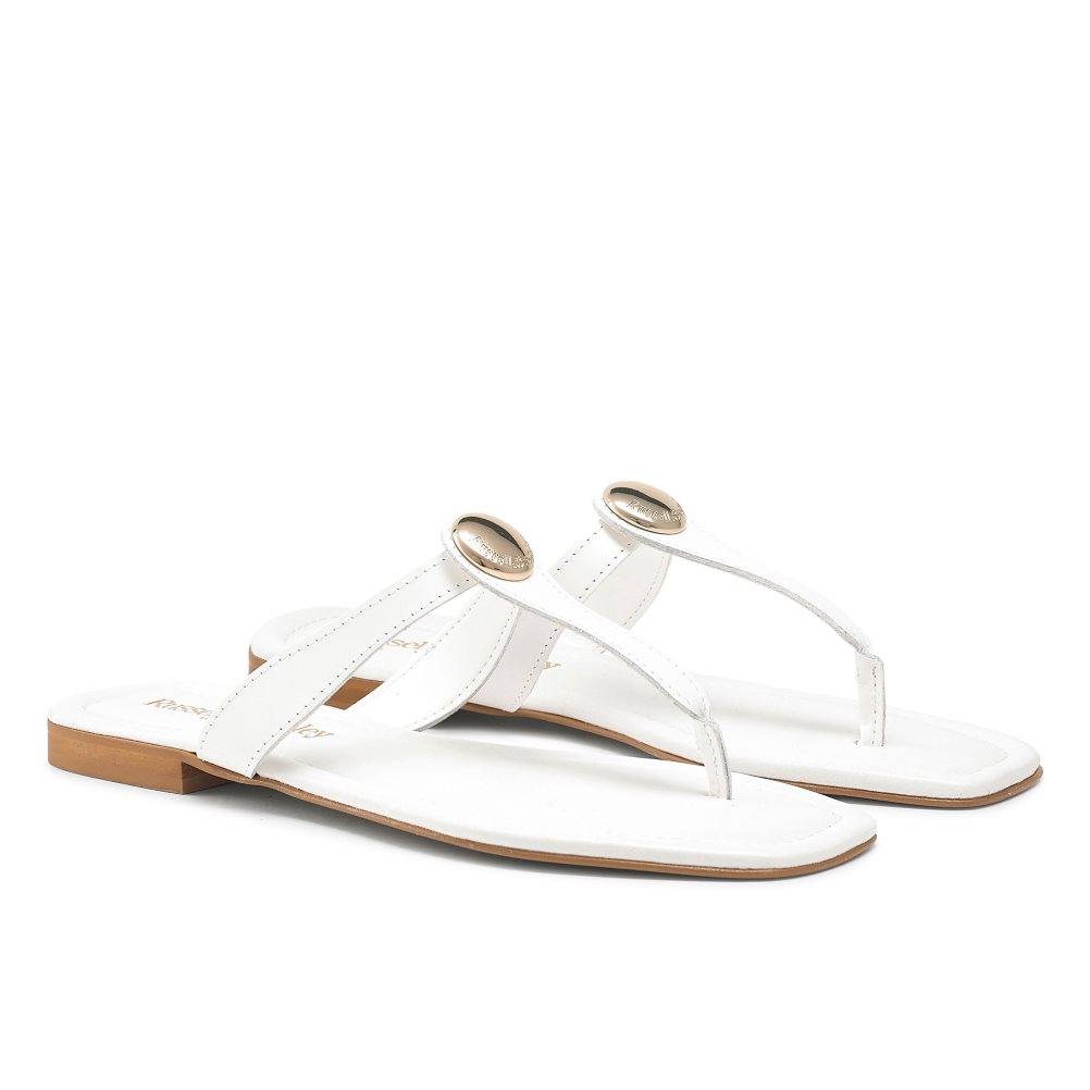 White Russell & Bromley Lauretta Disc Trim Toe Women's Flat Sandals | PH-9-TNWF