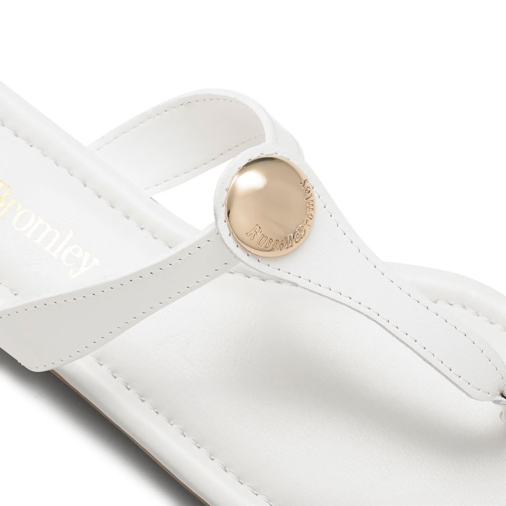 White Russell & Bromley Lauretta Disc Trim Toe Women's Flat Sandals | PH-9-TNWF