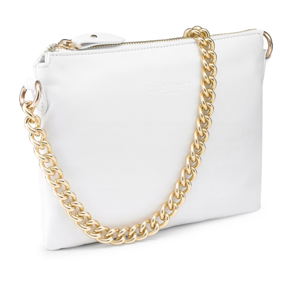 White Russell & Bromley On Point Chain Zip Pouch Women's Shoulder Bags | PH-9-KOXB