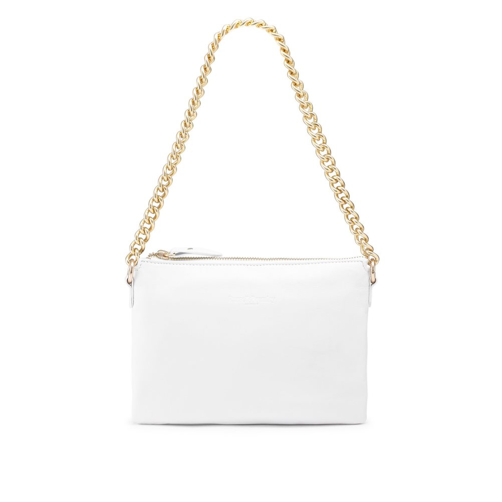 White Russell & Bromley On Point Chain Zip Pouch Women's Shoulder Bags | PH-9-KOXB