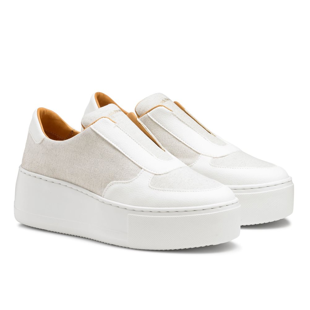 White Russell & Bromley Park Ave Eco Flatform Women's Platform Shoes | PH-5-JSPY