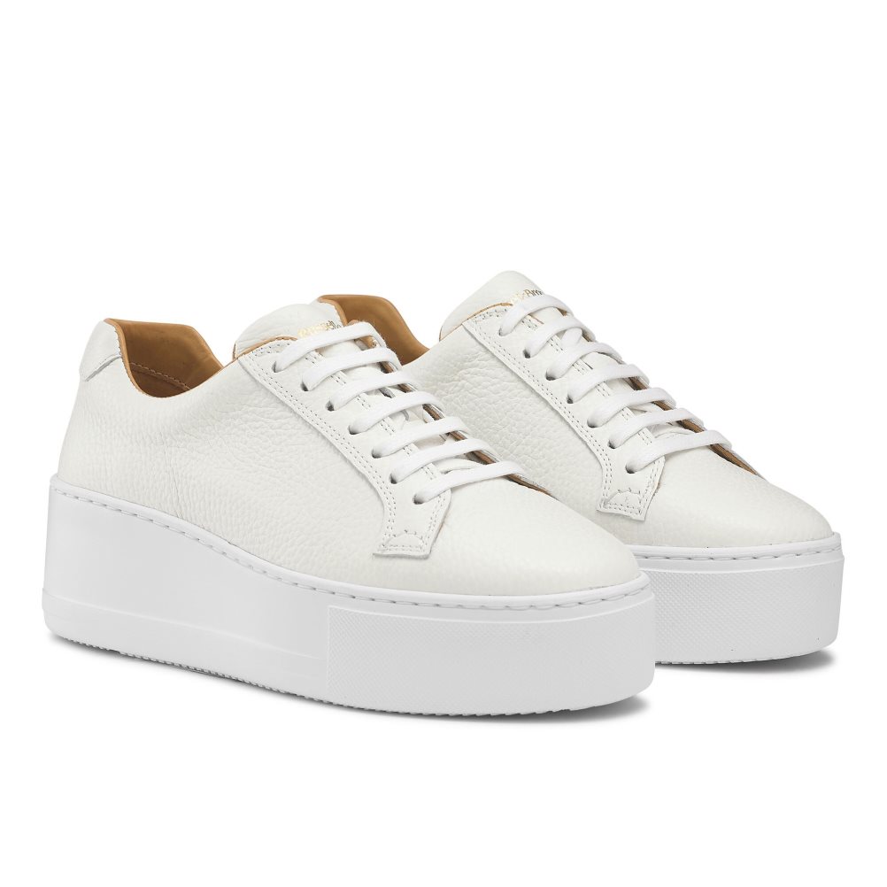 White Russell & Bromley Park Life Lace-up Flatform Women's Platform Shoes | PH-2-HQEC