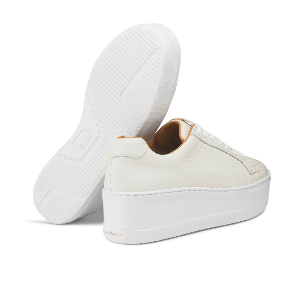 White Russell & Bromley Park Life Lace-up Flatform Women's Platform Shoes | PH-2-HQEC