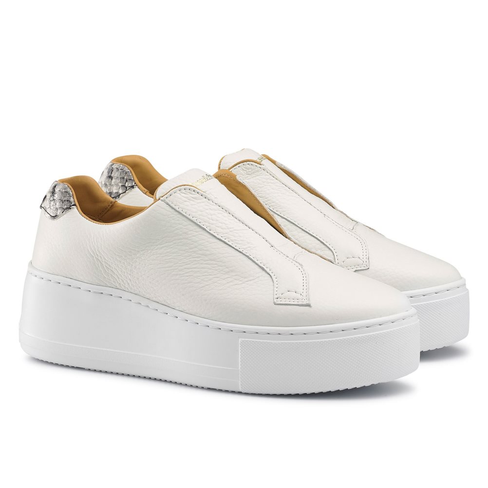 White Russell & Bromley Park Up Flatform Laceless Women's Platform Shoes | PH-2-LJTF