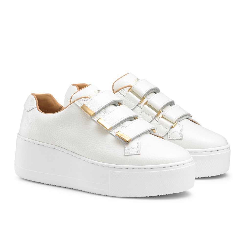 White Russell & Bromley Parktrio Velcro Strap Women's Platform Shoes | PH-6-WKJM