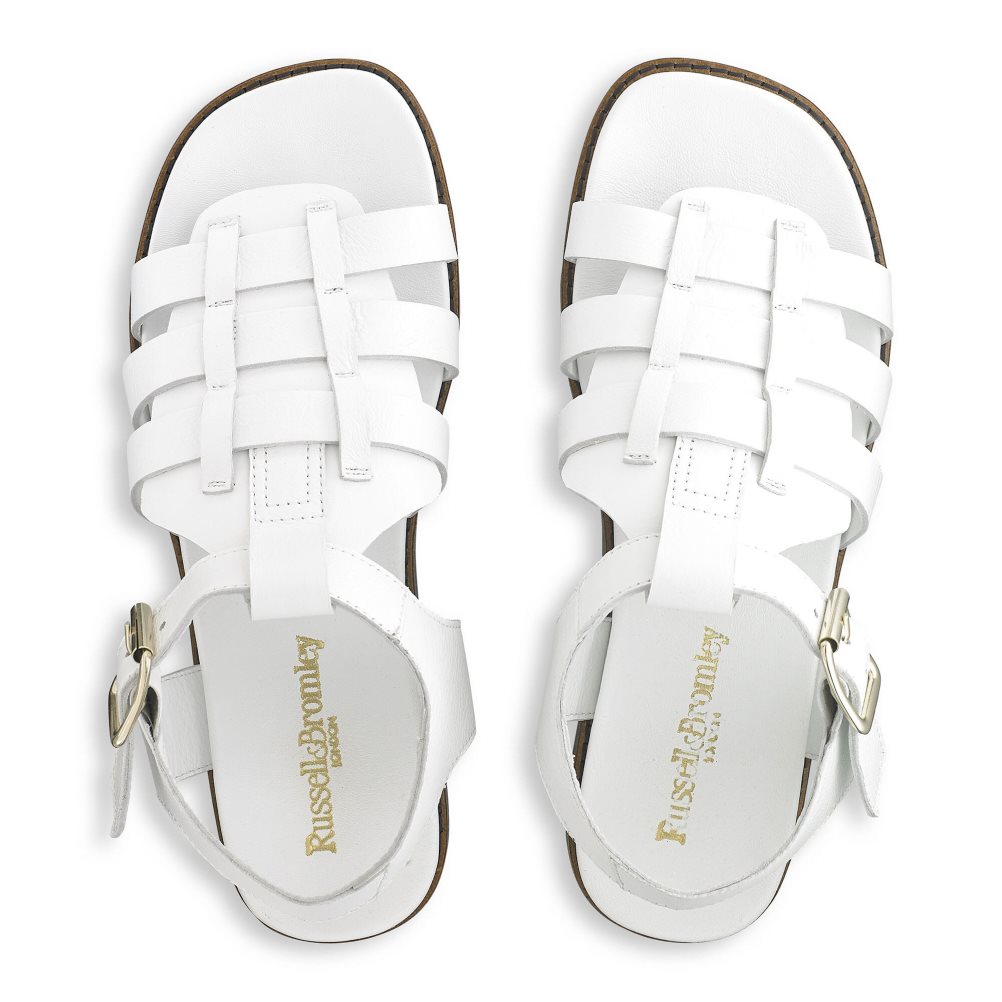 White Russell & Bromley Portland Fisherman Women's Flat Sandals | PH-7-HJLB