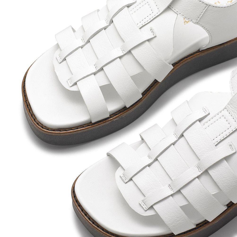 White Russell & Bromley Portland Fisherman Women's Flat Sandals | PH-7-HJLB