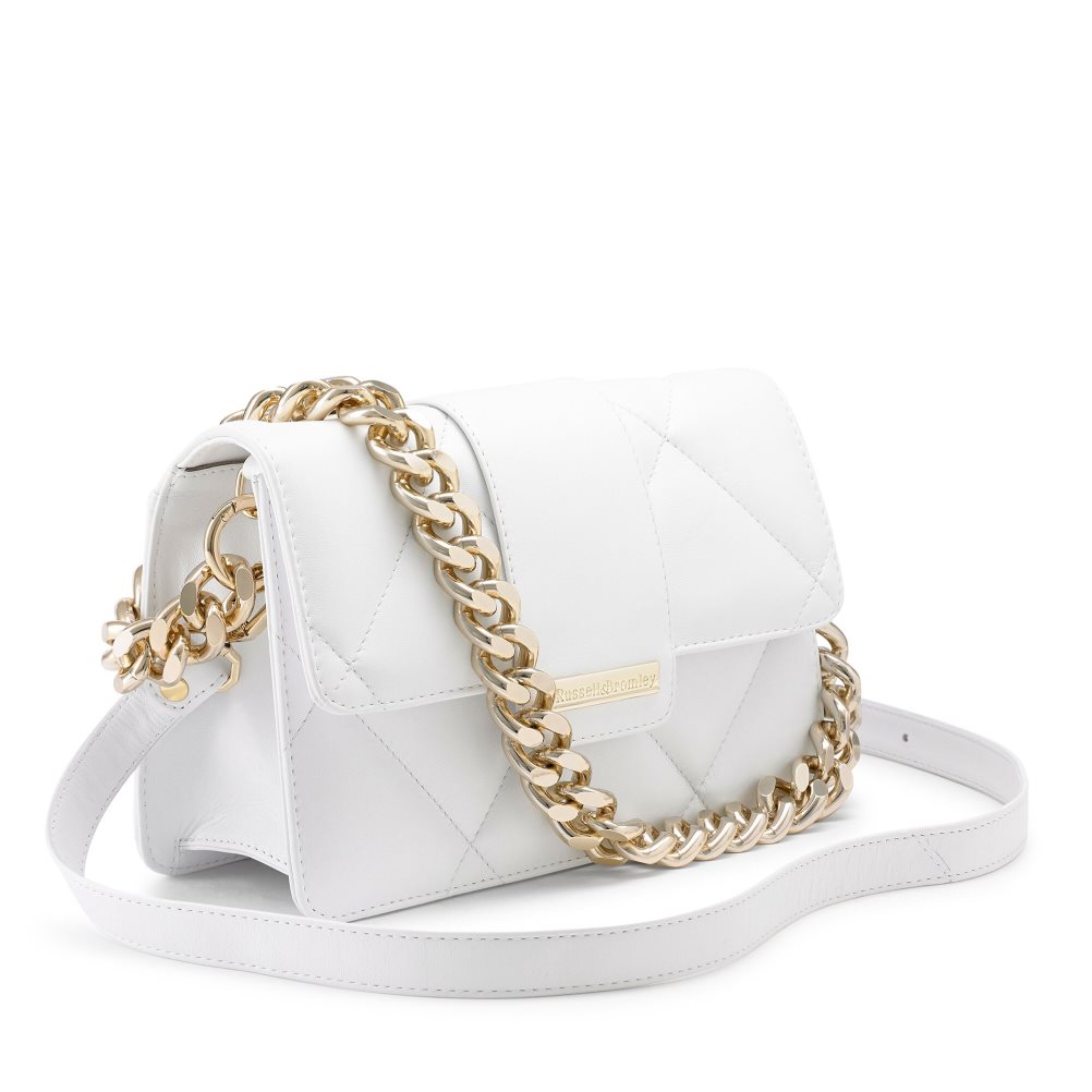 White Russell & Bromley Quilt Box Chain Women's Shoulder Bags | PH-5-VRQE