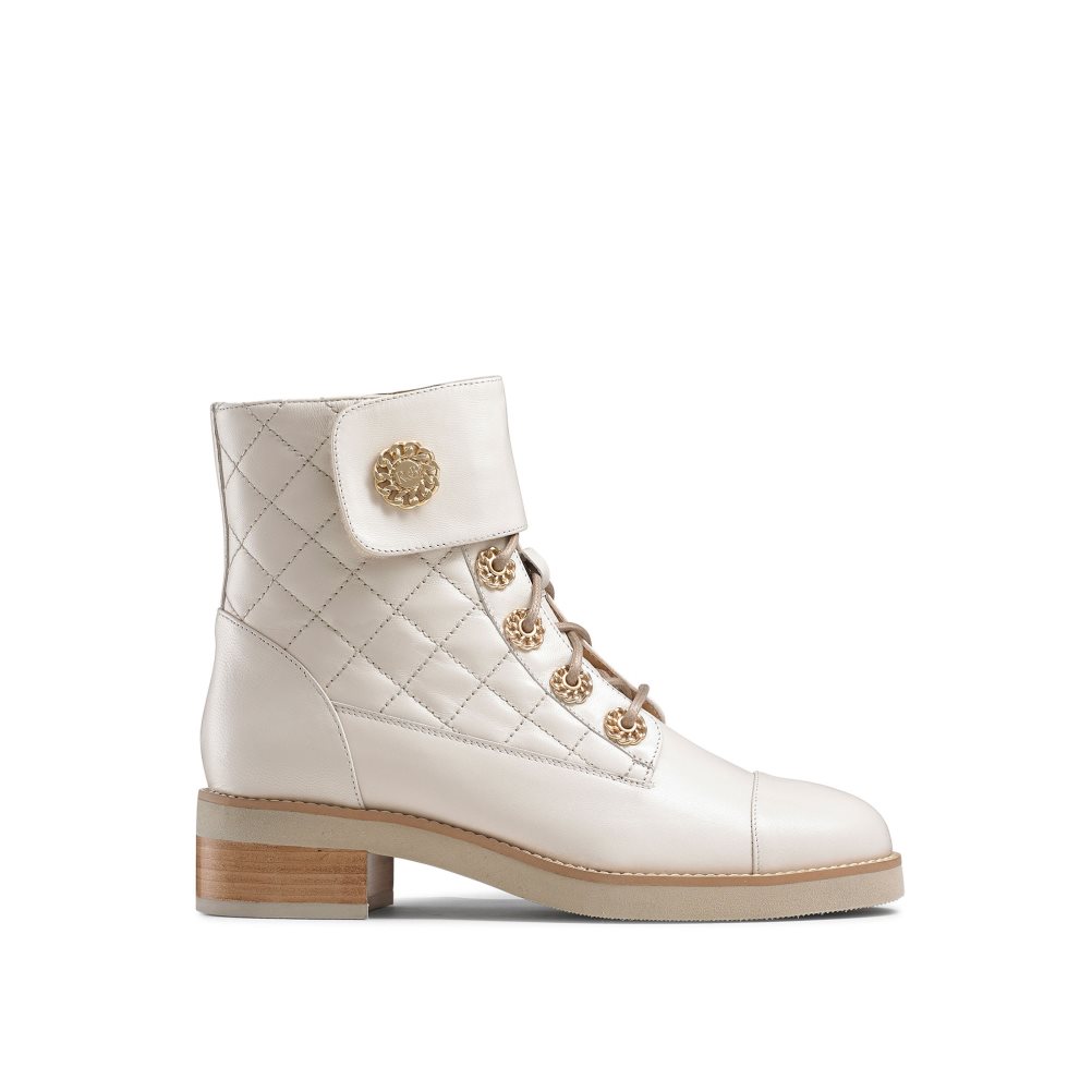 White Russell & Bromley Ringaroses Quilted Lace-up Women\'s Ankle Boots | PH-9-JSOL