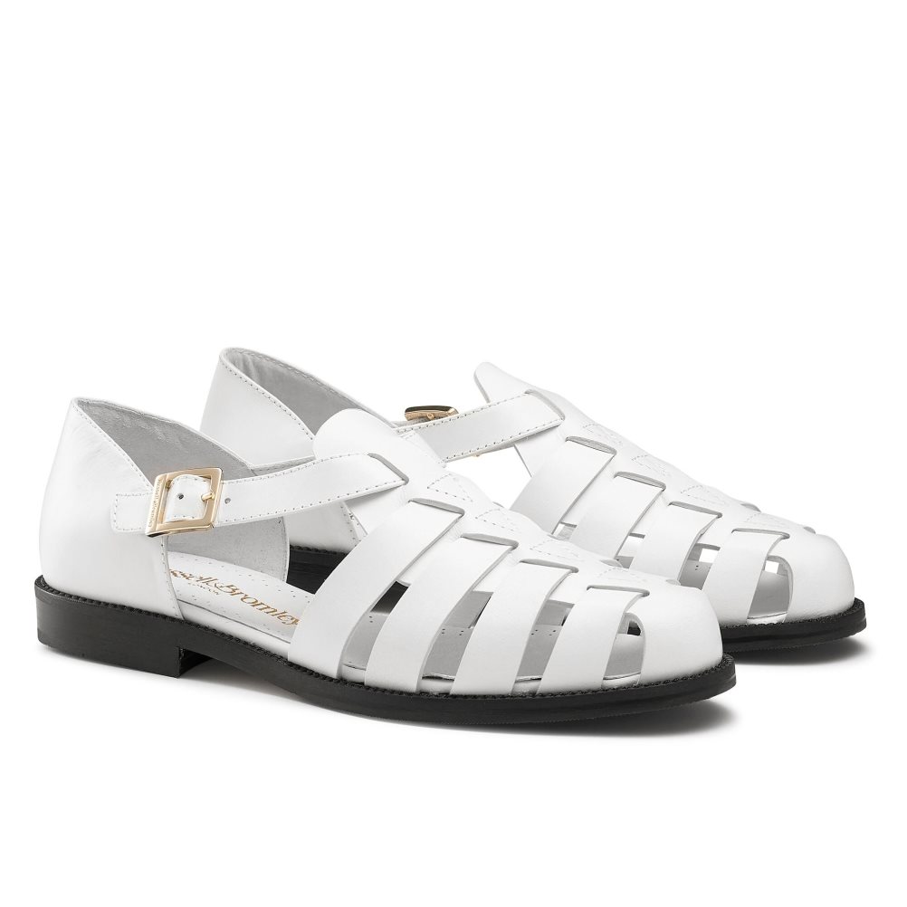 White Russell & Bromley Siracuse Fisherman Women's Flat Sandals | PH-1-GYPU