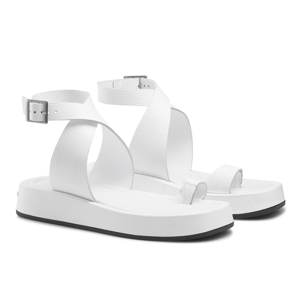 White Russell & Bromley Toetally Women's Flat Sandals | PH-1-VNIF