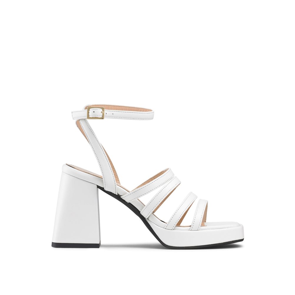 White Russell & Bromley Yeahbaby Strappy Flared Platform Women\'s Heels Sandals | PH-7-KNSD