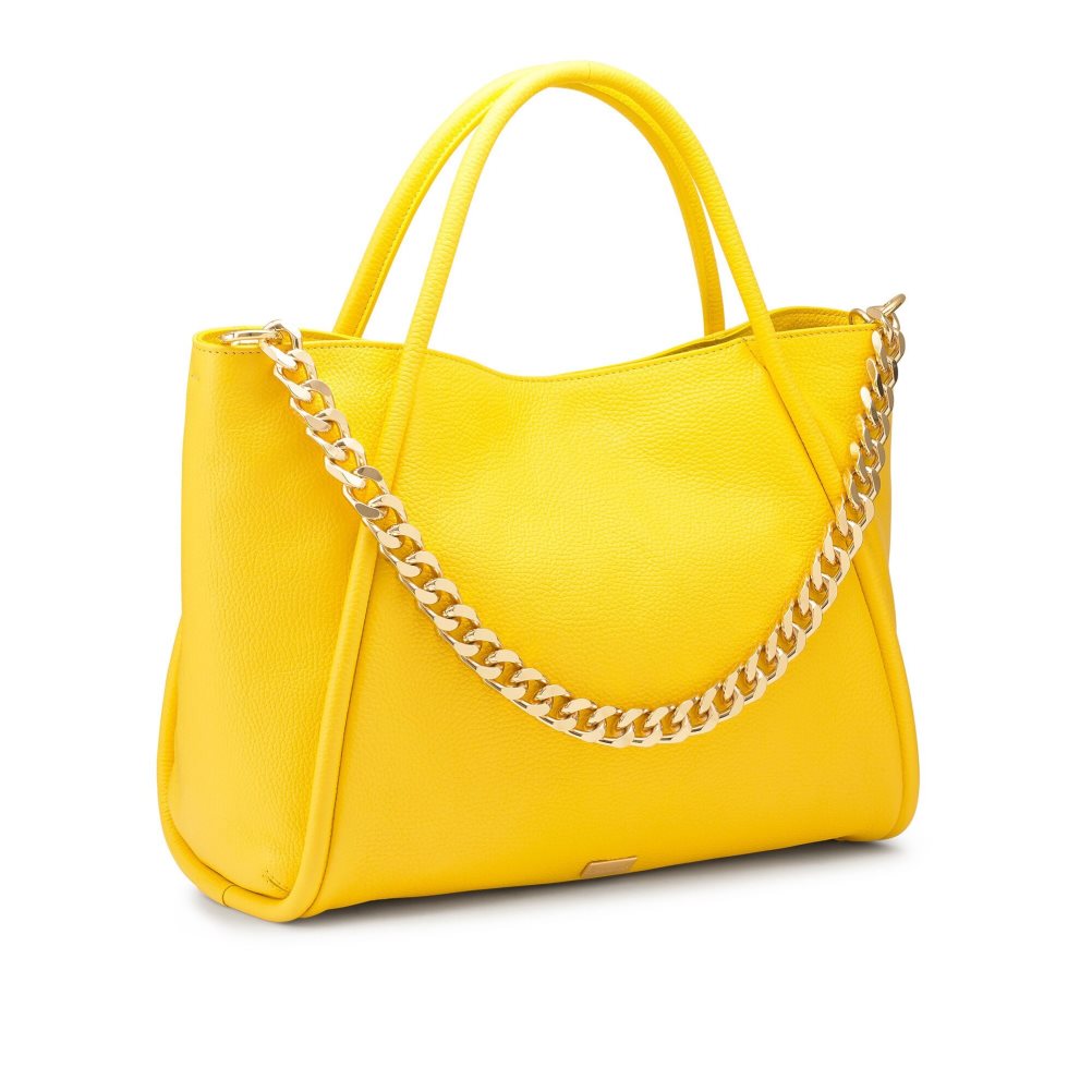 Yellow Russell & Bromley Icon Chain East/West Grab Women's Tote Bags | PH-7-WJXN