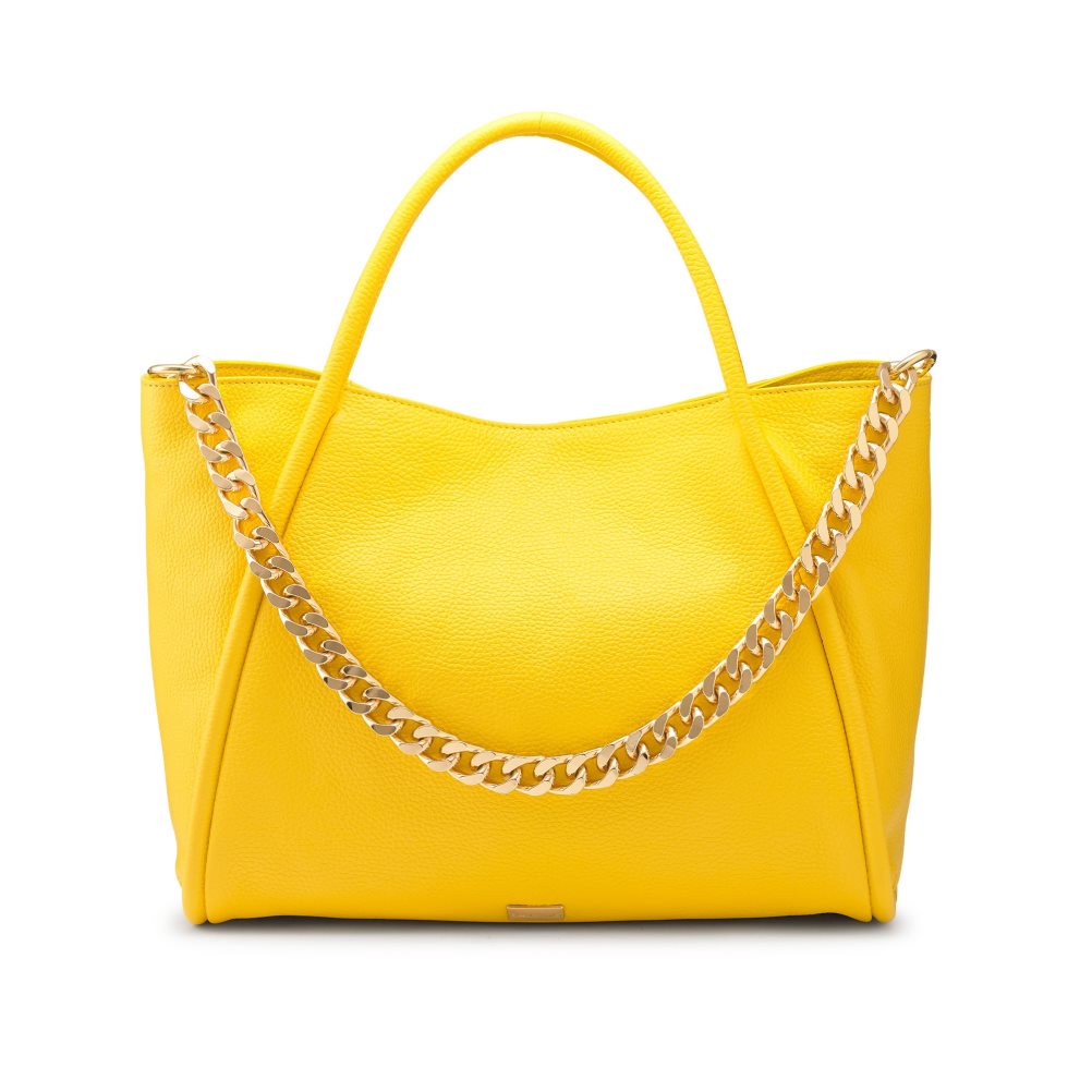 Yellow Russell & Bromley Icon Chain East/West Grab Women\'s Tote Bags | PH-7-WJXN