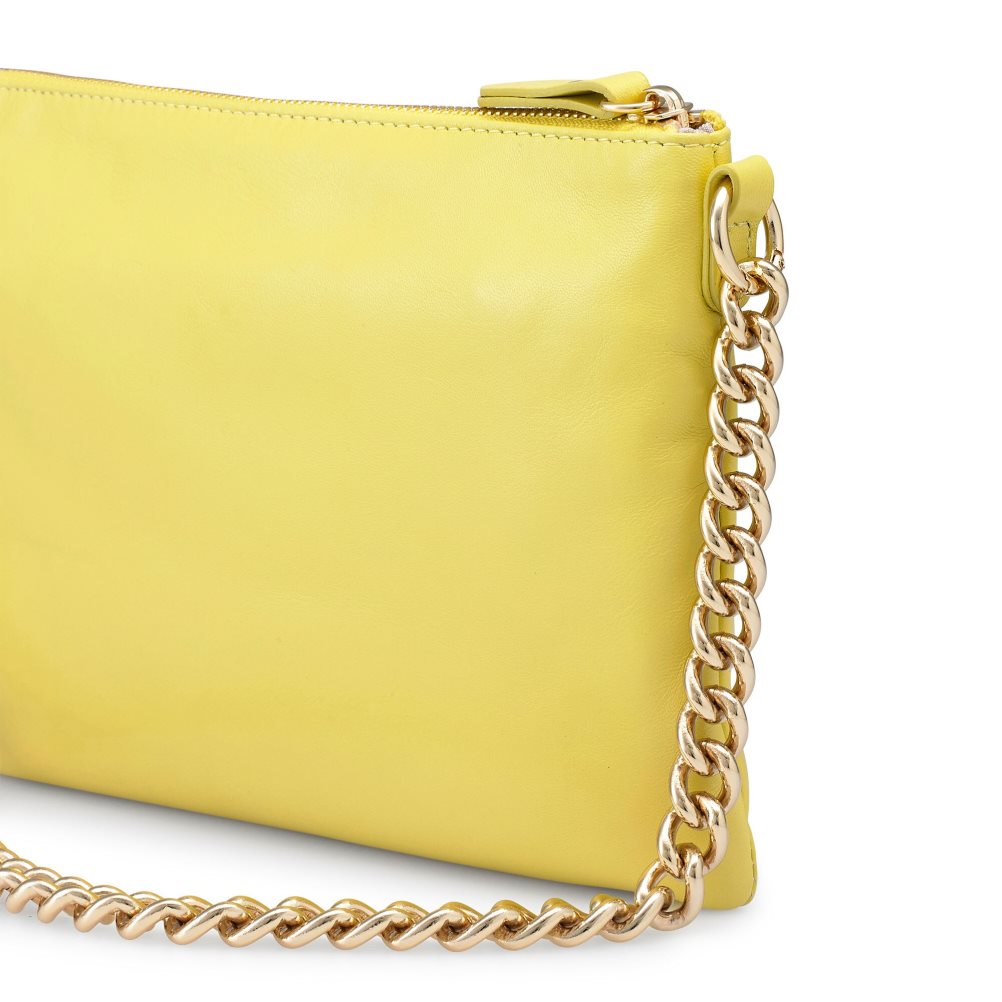 Yellow Russell & Bromley On Point Chain Zip Pouch Women's Shoulder Bags | PH-9-FEOM