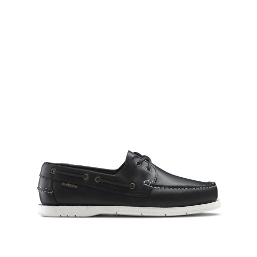 Black Russell & Bromley Bowline Waxy Leather Deck Men's Casual Shoes | PH-1-ZAHL