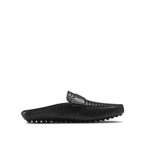 Black Russell & Bromley Cabriolet Backless Men's Loafers | PH-1-DGVM