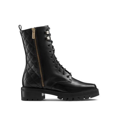 Black Russell & Bromley Parade Square Toe Women's Military Boots | PH-2-MIJR