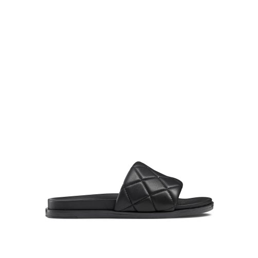 Black Russell & Bromley Quilted Women's Slides | PH-3-JPSU