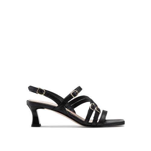 Black Russell & Bromley Sun Beam Strappy Buckle Women's Heels Sandals | PH-0-PABR