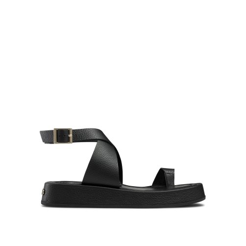 Black Russell & Bromley Toetally Women's Flat Sandals | PH-0-HBVC