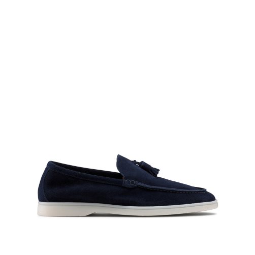 Navy Russell & Bromley Cambria Tassel Men's Loafers | PH-6-ONHF