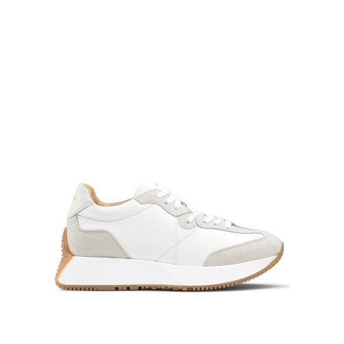 White / Grey Russell & Bromley Hourglass Flared Sole Women's Trainers | PH-7-OKTZ