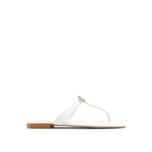 White Russell & Bromley Lauretta Disc Trim Toe Women's Flat Sandals | PH-9-TNWF