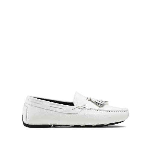 White Russell & Bromley Monza Tassel Men's Drivers Shoes | PH-3-JDLV