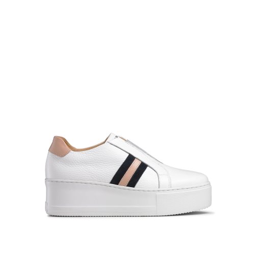 White Russell & Bromley Stripe Stripe Flatform Women's Trainers | PH-4-TPWR